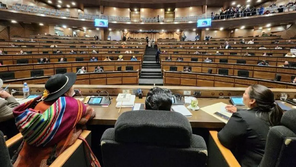 La Cámara de Diputados, liderada por el “arcista” Omar Yujra, durante la sesión ordinaria número 26. CÁMARA DE DIPUTADOS