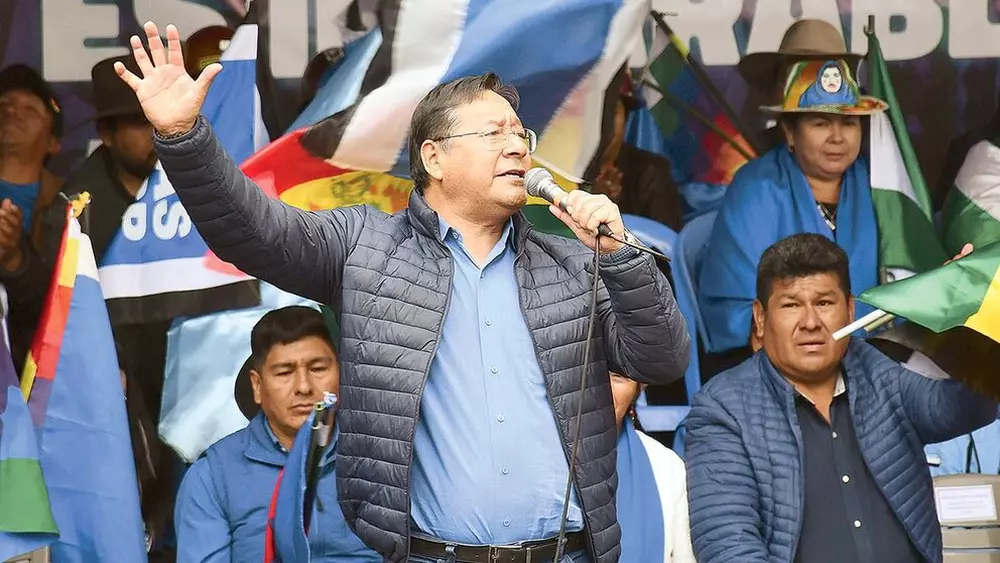 El presidente Luis Arce participa del ampliado del MAS “arcista” en El Alto, La Paz./ APG